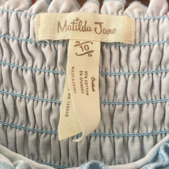 MATILDA JANE Girl's Smocked Green Blue Floral Sleeveless Top Size 10 - Picture 3 of 7